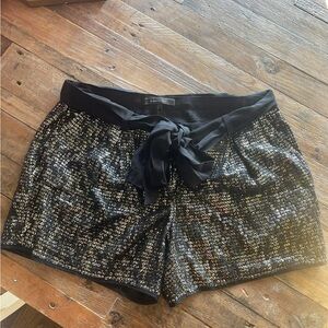Sequin Black Shorts with Bow